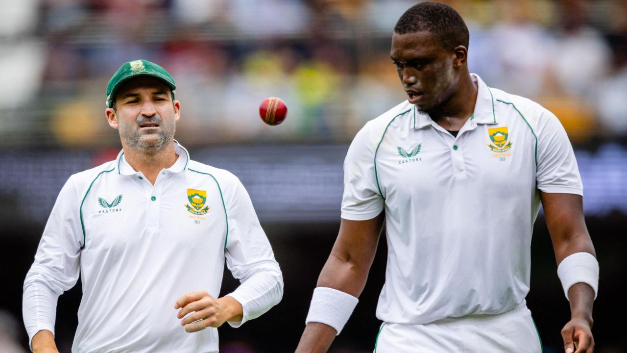 Dean Elgar with his No. 1 weapon Kagiso Rabada. Picture: Patrick Hamilton / AFP