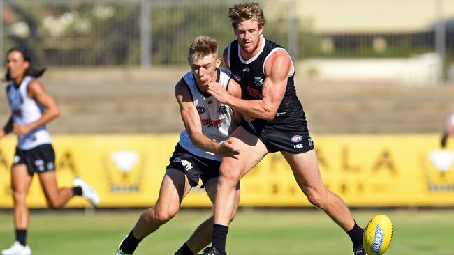 Tom Jonas (right) is one of the candidates for Port Adelaide’s captaincy. Picture: Tom Huntley