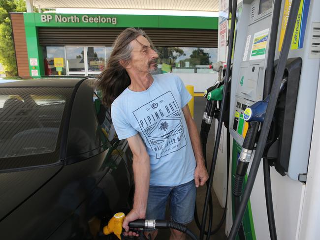 Petrol Prices. BP Melbourne Road, North Geelong. George Karbanenko fills up on unleaded for 129.9. Picture: Mike Dugdale