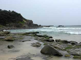 Yamba Northern Main Beach, where tourists are getting caught in Lone Rock Rip. Picture: Ebony Stansfield