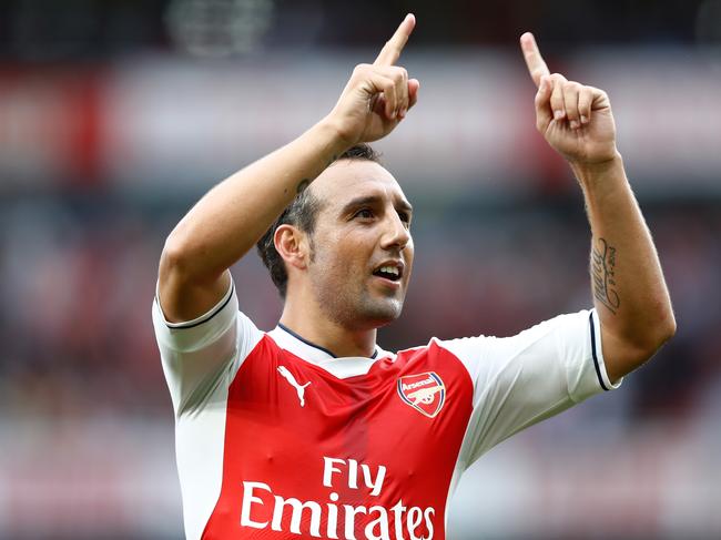 LONDON, ENGLAND - SEPTEMBER 10:  Santi Cazorla of Arsenal celebrates scoring his sides second goal during the Premier League match between Arsenal and Southampton at Emirates Stadium on September 10, 2016 in London, England.  (Photo by Clive Rose/Getty Images)