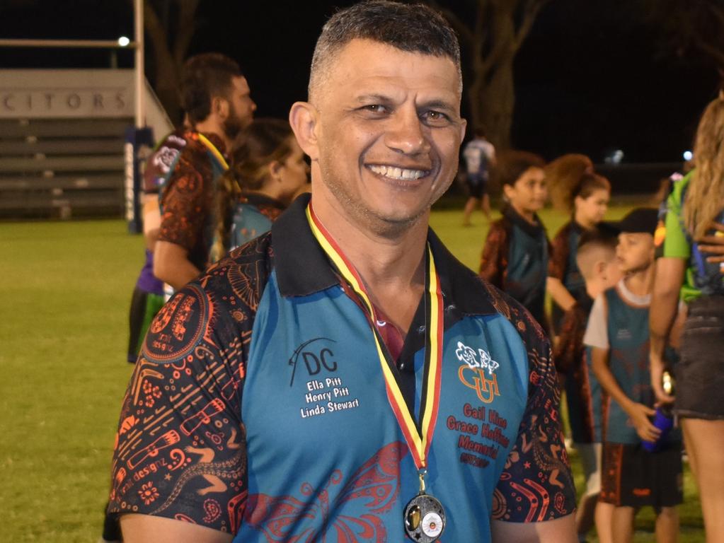 GH United coach Richie Irelandes after his side's win at the Mackay Indigenous Rugby League Carnival. Picture: Mitch Bourke.