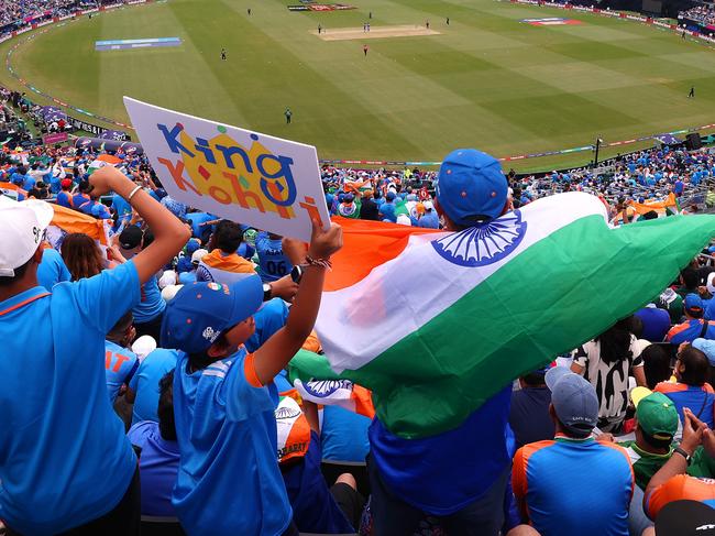 NEW YORK, NEW YORK - JUNE 09: A general view of the stadium during play in the ICC Men's T20 Cricket World Cup West Indies & USA 2024 match between India and Pakistan at Nassau County International Cricket Stadium on June 09, 2024 in New York, New York. (Photo by Robert Cianflone/Getty Images)