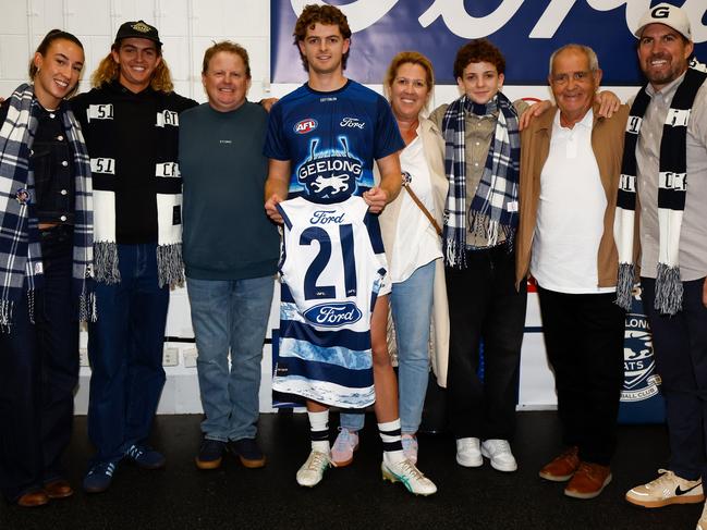 Wiltshire with family before his debut. Picture: Michael Willson/AFL Photos via Getty Images