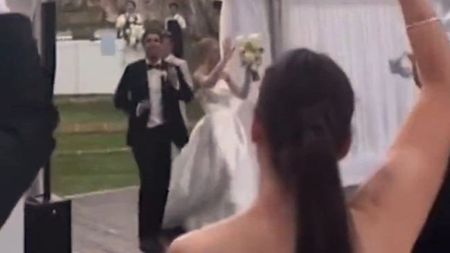 Andrew Gaff's wedding to Emma van Woerden. Photo: 9News