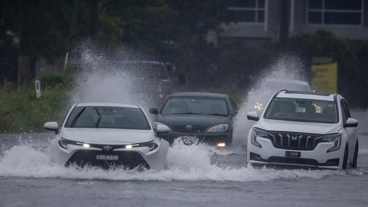 Flooding at Sandgate, on Brisbane’s bayside. Picture: Stephen Archer