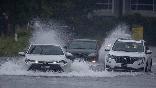 Flooding at Sandgate, on Brisbane’s bayside. Picture: Stephen Archer