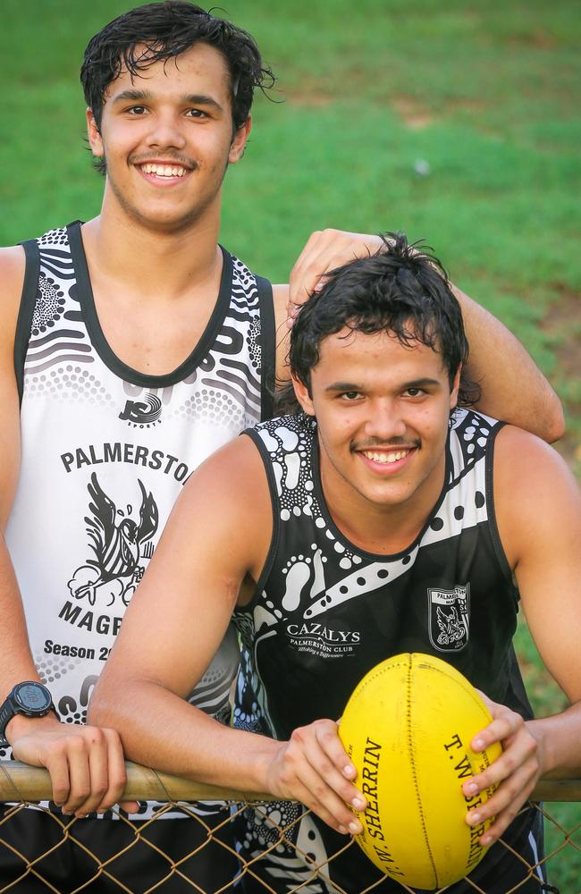 Alwyn Davey Jr and Jayden Davey have an unbreakable bond. Picture: Glenn Campbell