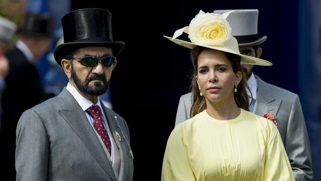 EPSOM, ENGLAND - JUNE 03:  Princess Haya Bint Al Hussein and Sheikh Mohammed Bin Rashid Al Maktoum attend Derby day at Epsom Derby festival at Epsom Downs on June 3, 2017 in Epsom, England.  (Photo by Mark Cuthbert/UK Press via Getty Images)