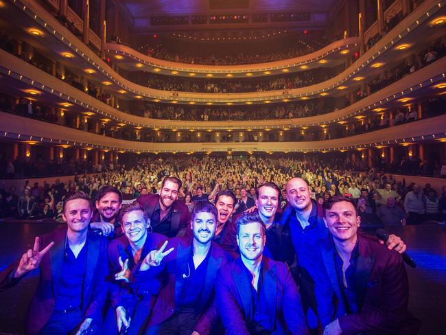 James Watkinson (third from right) with the Ten Tenors in Folsom, California. Pic: Supplied.