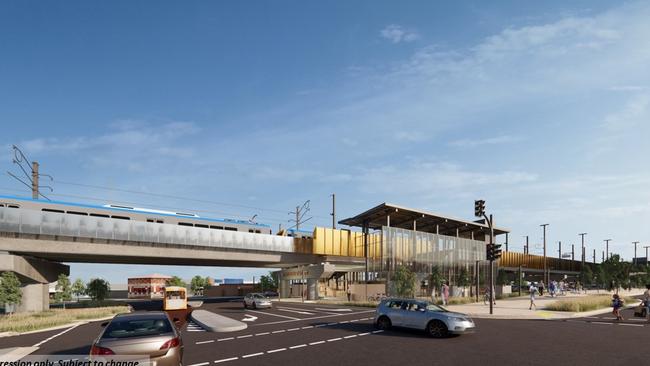 An artist's impression of the new Croydon railway station with the Coolstore Rd level crossing removed. Picture: Level Crossing Removal Project.