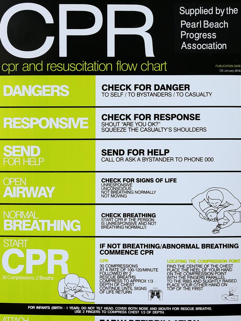 A CPR chart supplied by the Pearl Beach Progress Association. Picture:Peter Clark