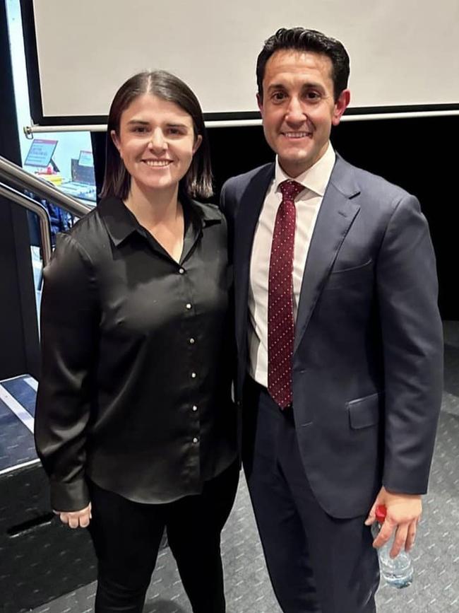 Young Liberal National president Kate Samios with party leader David Crisafulli. Picture: Facebook