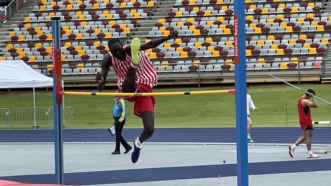 IGS's Moses Deng clear the high jump height.