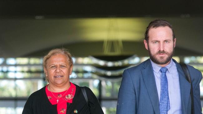 Lynda Edwards from Financial Counselling Australia and Nathan Boyle from ASIC’s indigenous outreach program at the royal commission in Darwin yesterday.