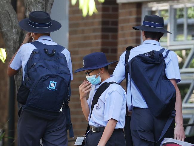 Brisbane Grammar School mask mandate for the students, Brisbane. Picture: Liam Kidston