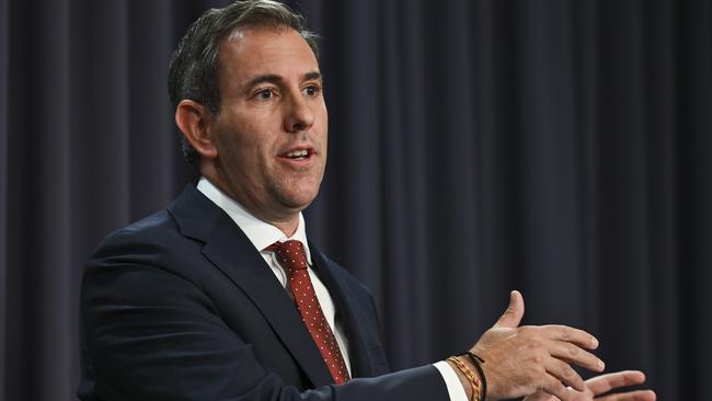 Treasurer Jim Chalmers holds a press conference at Parliament House in Canberra. Picture: NewsWire / Martin Ollman