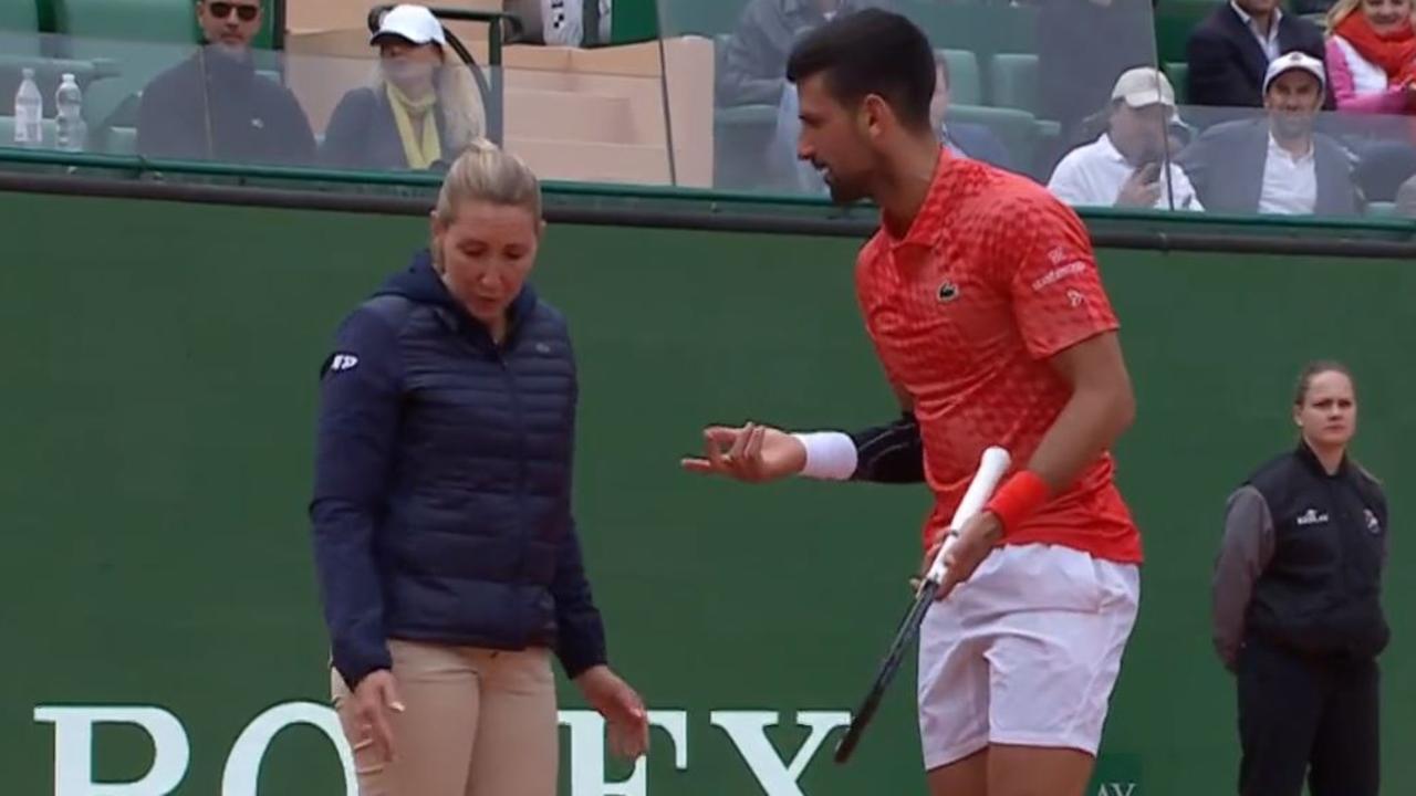 Tennis news 2023 Novak Djokovic dumped out of Monte Carlo Masters, argues with umpire over tight call, footage, video, Lorenzo Musetti, latest, updates