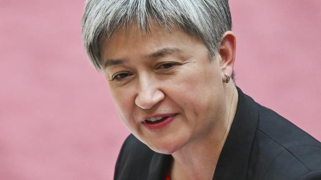 CANBERRA, AUSTRALIA, NewsWire Photos. DECEMBER 5, 2023: Senator Penny Wong during Question Time in the Senate at Parliament House in Canberra. Picture: NCA NewsWire / Martin Ollman