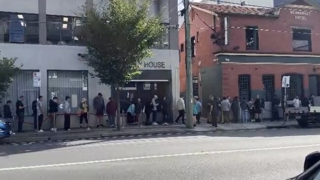 Queues for In-N-Out burger at Newmarket Hotel in St Kilda. Picture: Supplied