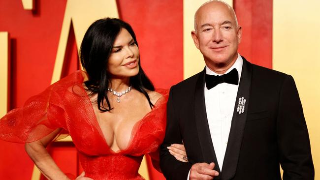 Amazon executive chairman Jeff Bezos and girlfriend, actor Lauren Sanchez. Picture: Michael Tran/AFP