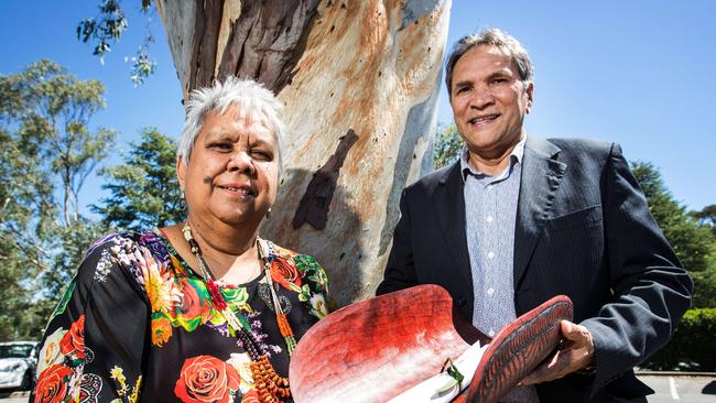 13/02/17. Canberra, ACT, Australia.Pics by Julian Andrews.Portraits of Rod Little and Jackie Huggins, co-chairs of The National Congress of Australia's First Peoples, pictured with the traditional Coolamon containing the 'Redfern Statement' they will present to The Prime Minister this week.