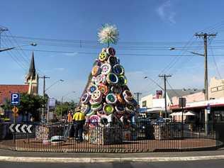 Lismore's new recycled Christmas tree for 2016. Picture: Cathy Adams