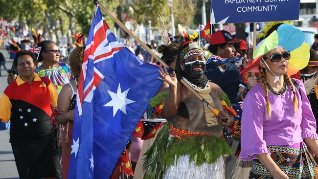 MELTING POT: Last year’s Australia Day Parade in Adelaide. Picture: Emma Brasier/AAP 