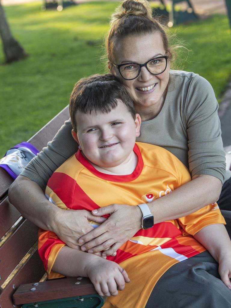 7 year old Hugh Jensen to head off on a trek to raise money for others. Pictured with his mother Michelle Jensen. Wednesday, May 18, 2022. Picture: Nev Madsen.