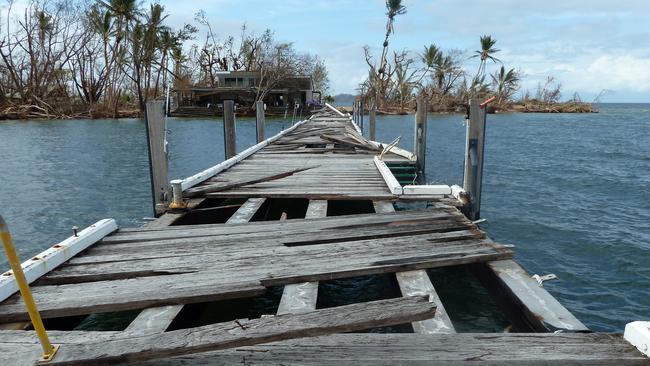 Dunk Island jetty after Cyclone Yasi, which ravaged the region in 2011. Picture: Supplied