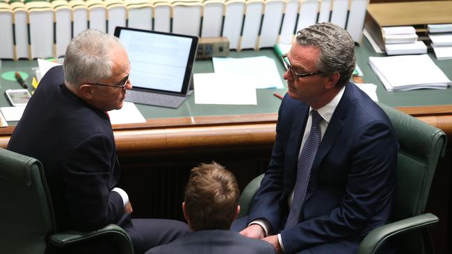 Malcolm Turnbull, left, with Christopher Pyne. Picture: Kym Smith