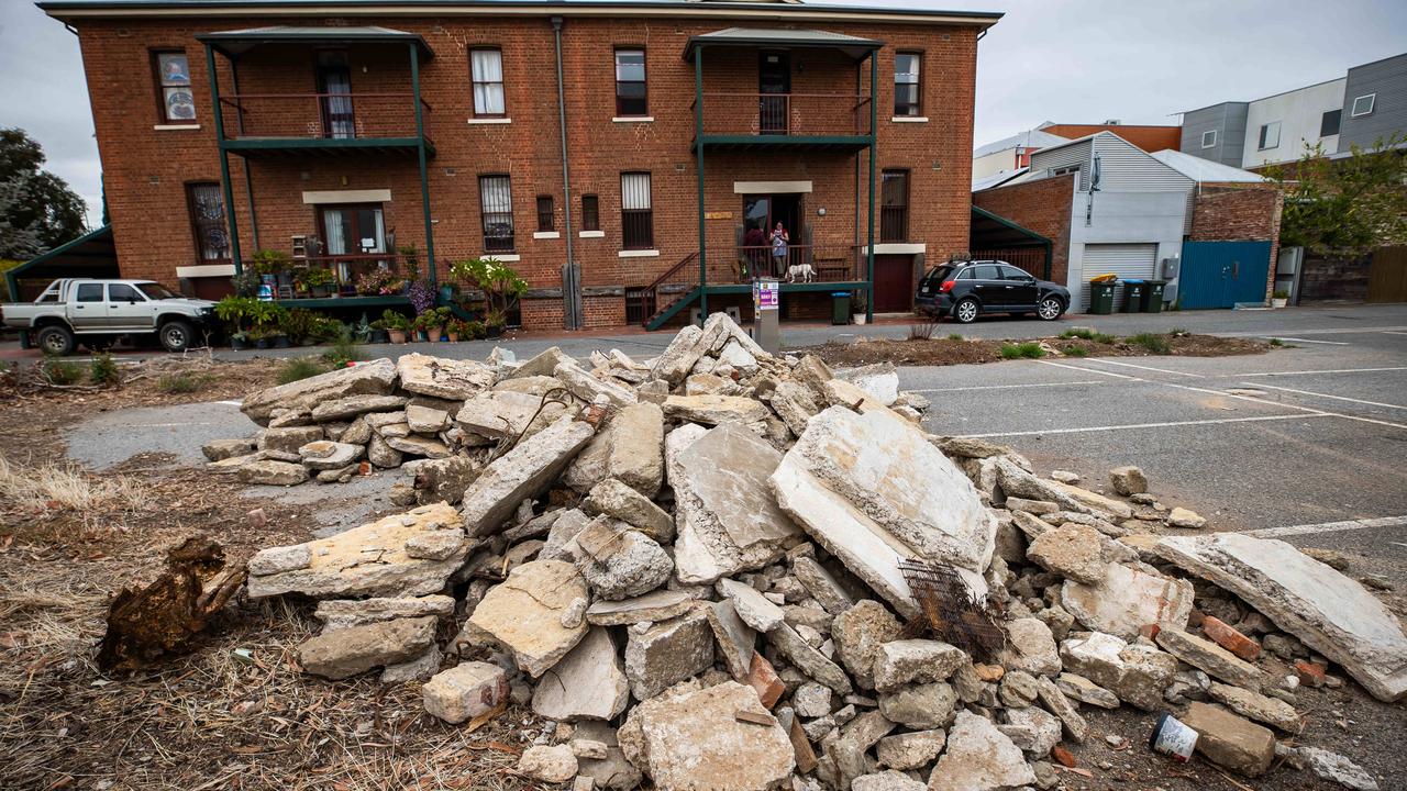 Dumped construction waste in the Port Adelaide carpark. Picture: Tom Huntley