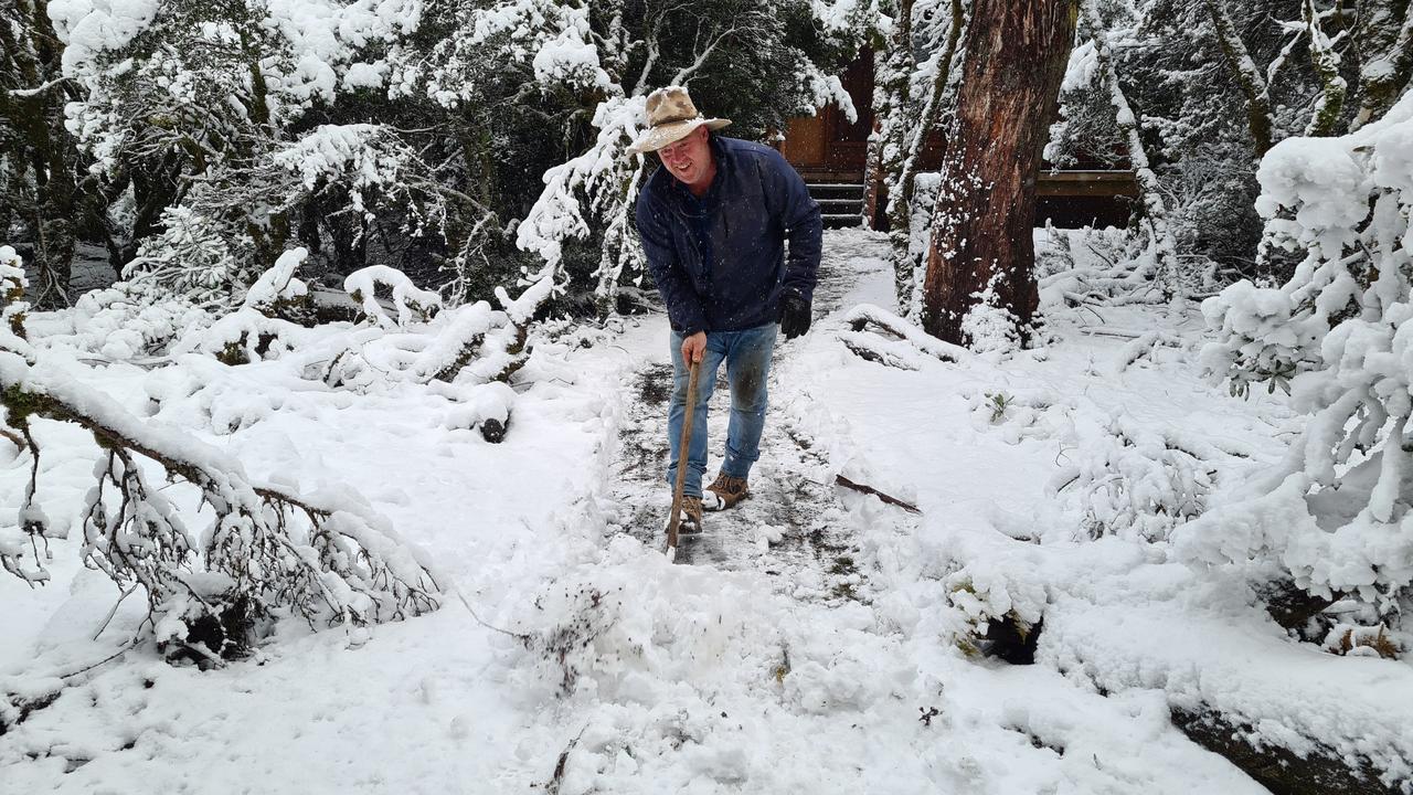 Brian Lowe maintenance manager at Cradle Mountain Highlanders. Snow at Cradle Mountain Highlanders at Cradle Mountain. Picture: Goon Joon Kim