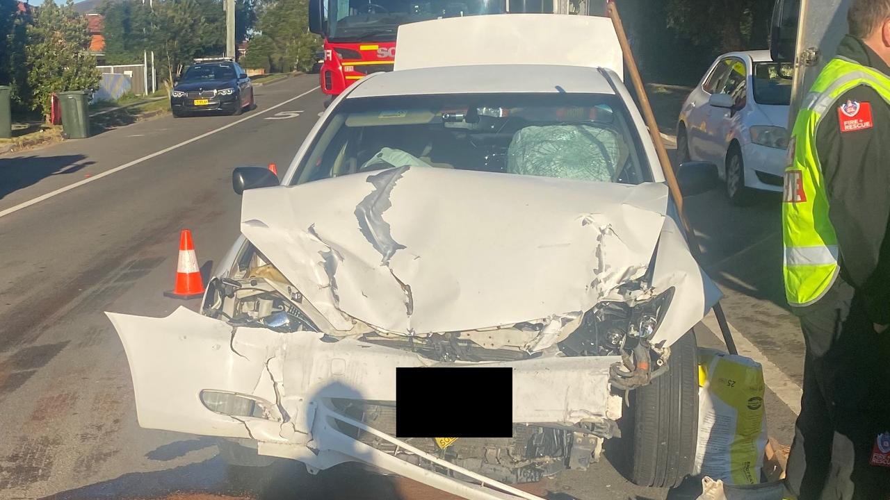 A badly damaged car after the crash. Picture: FRNSW