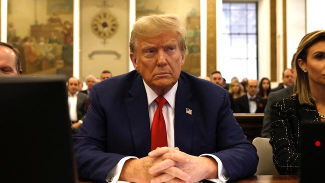 Donald Trump sits in New York State Supreme Court during the civil fraud trial against the Trump Organisation on Thursday local time. Picture: Peter Foley / POOL / AFP