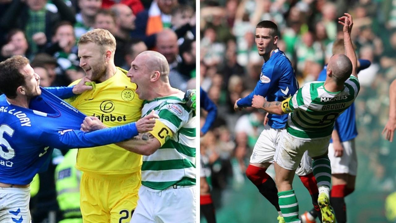 øjenbryn Rejsende dok Celtic vs Rangers video, brawl, Ryan Kent punches Scott Brown, reaction,  goals, highlights, Old Firm derby