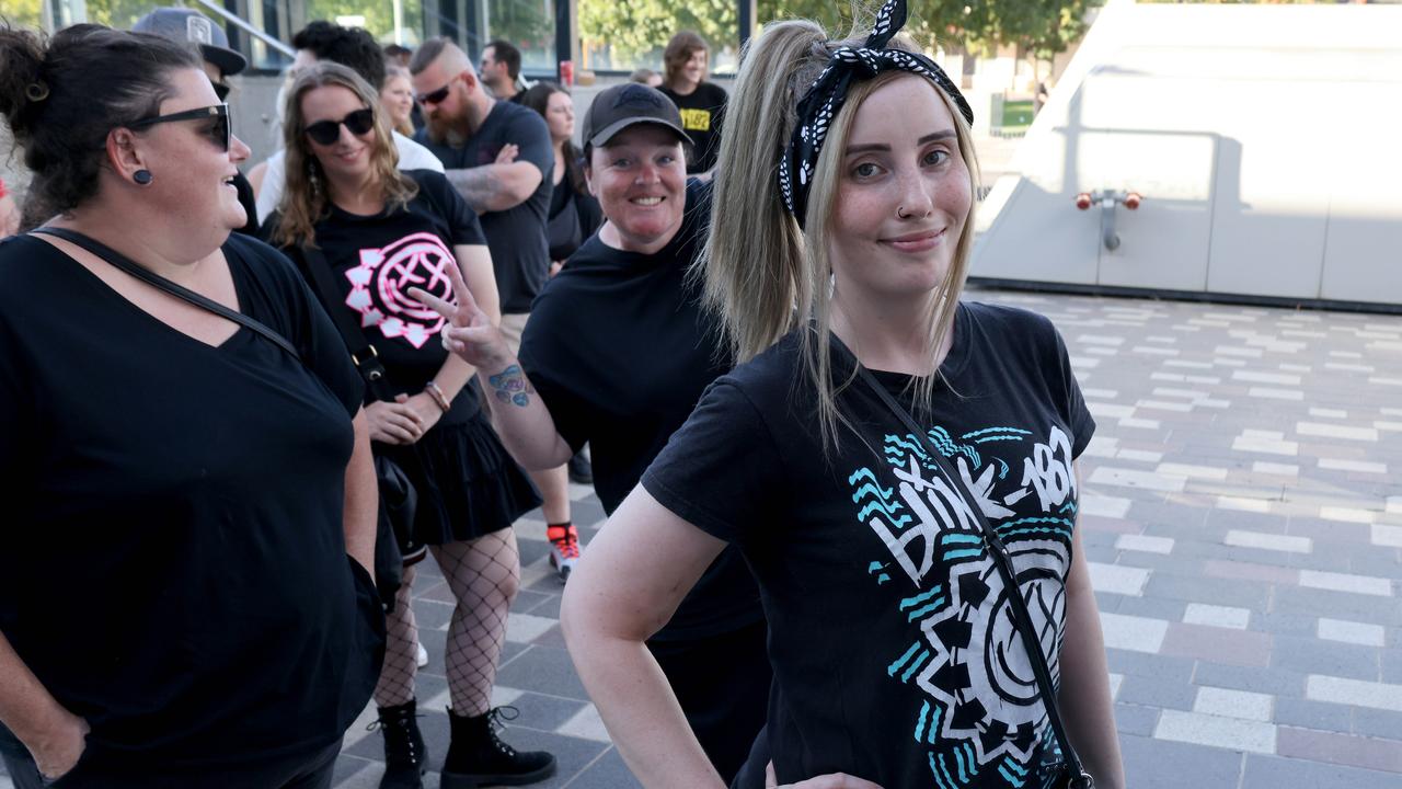 Blink 182 fans at the Adelaide Entertainment centre. Picture: Kelly Barnes