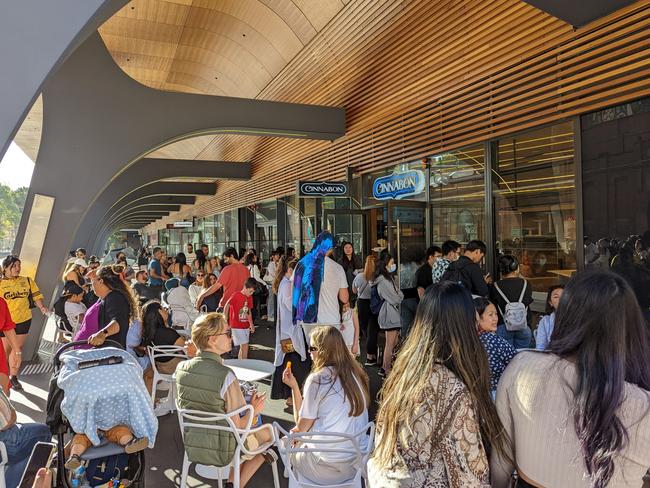 The queues at Cinnabon in Haymarket during its opening weekend. Picture: Supplied