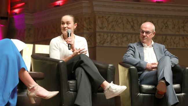 Ash Barty and her father Rob Barty, at the 2024 Queensland Philanthropy Awards. Photo: Steve Pohlner.