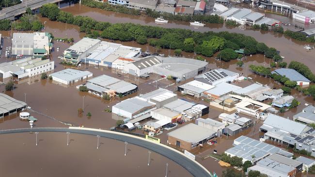 Flooding in the suburb of Albion in the wake of the Brisbane rain bomb. Picture: Liam Kidston.