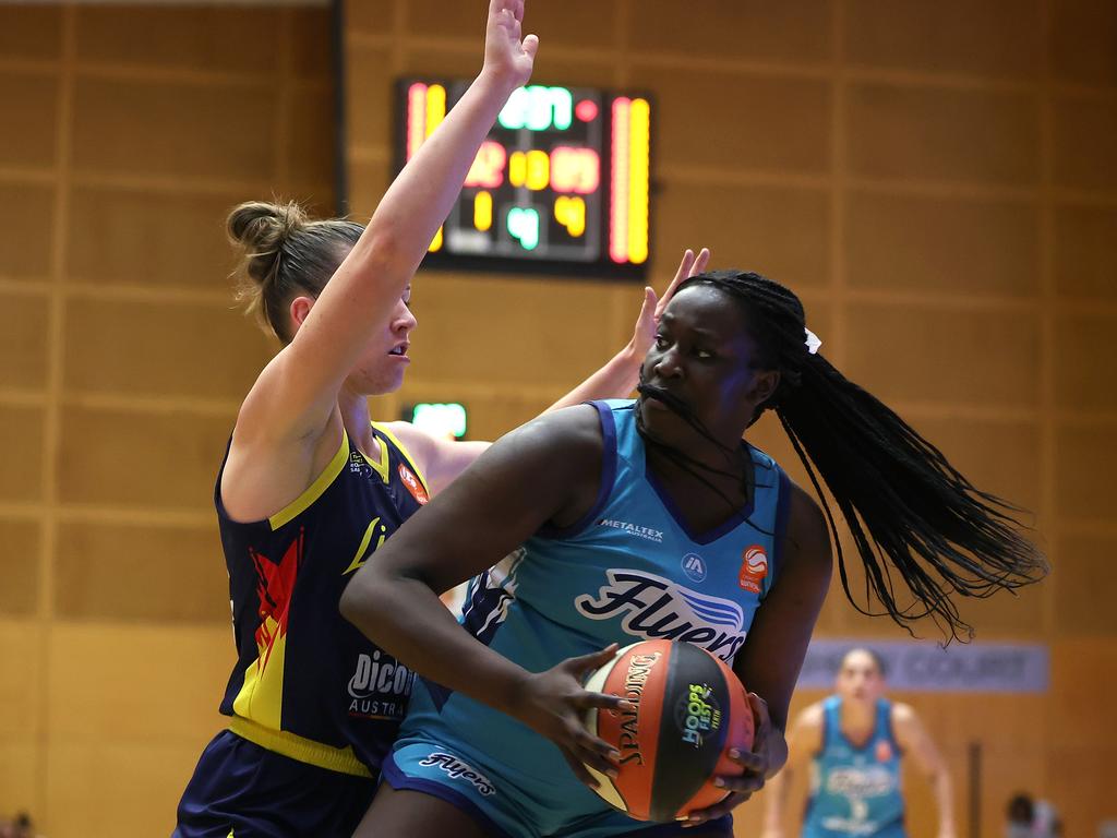 Manuela Puoch in her debut WNBL season for the Flyers while completing VCE. Picture: Paul Kane/Getty Images