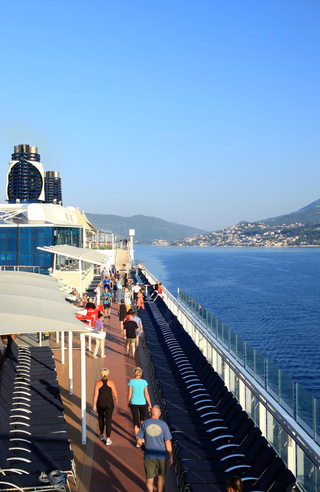 The popular running track on Celebrity Equinox. Picture: Fleur Bainger.