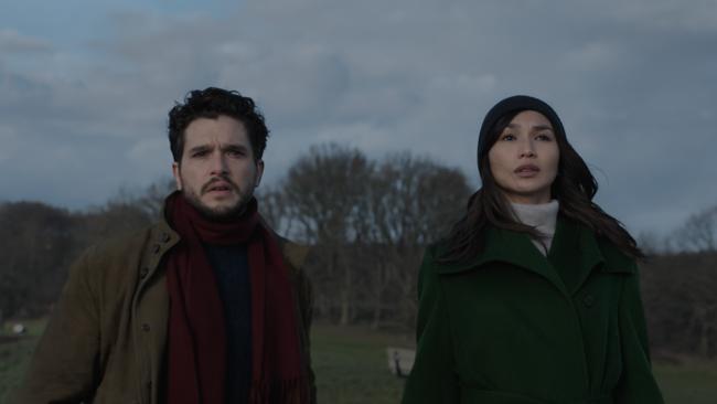 Kit Harington and Gemma Chan in Eternals, on location at Hampstead Heath. Picture: Marvel