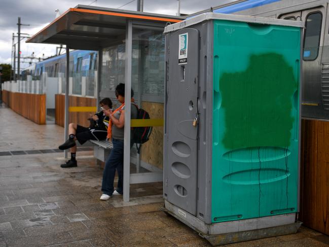 The locked portaloo near the station is only for use by bus drivers. Picture: PENNY STEPHENS