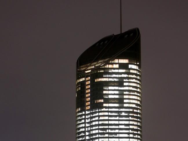 Tower of Power at 1 William St, at  7.45pm, with  many lights still on using electricity, on Wednesday October18th, 2017. AAP Image/Steve Pohlner