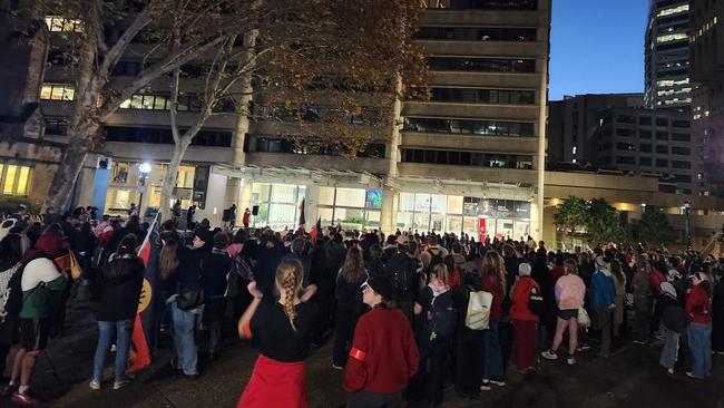 Hundreds attended a vigil at Sydney town hall on May 1, 2025, to mourn Kumanjayi White, a young Aboriginal man who died in custody in Alice Springs last week. Picture: Supplied.