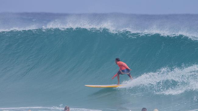 Surfers enjoying the larger swell at Snapper Rocks on Sunday 2 January 2022. Picture: Jerad Williams