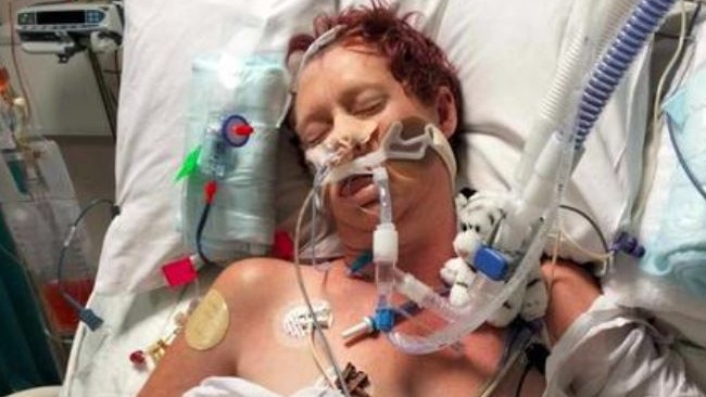 Bruny Island's Carol Youd, 42, at Austin Hospital in Melbourne. Picture: Supplied