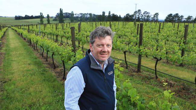 Vigneron James Robson at his vineyard in Orange. He is looking to cooler areas to grow grapes. Picture: John Feder