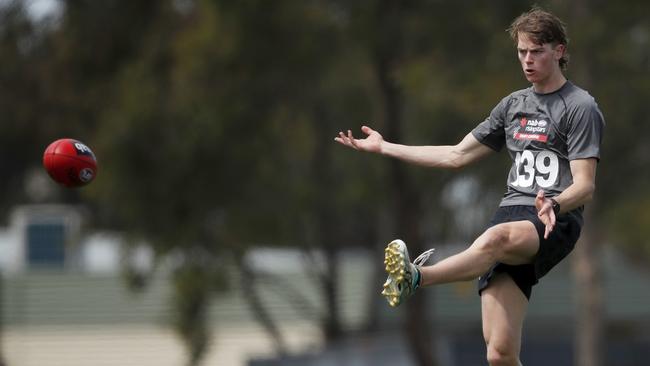 Josh Eyre in action during the pre-draft training session.